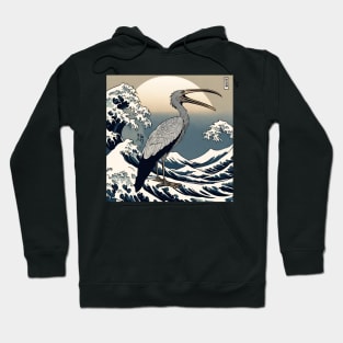 Vintage Shoebill Stork in the Great Wave Off Kanagawa Hoodie